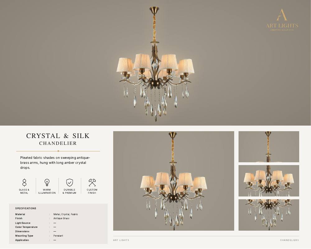 Crystal & Silk chandelier (CH-01)