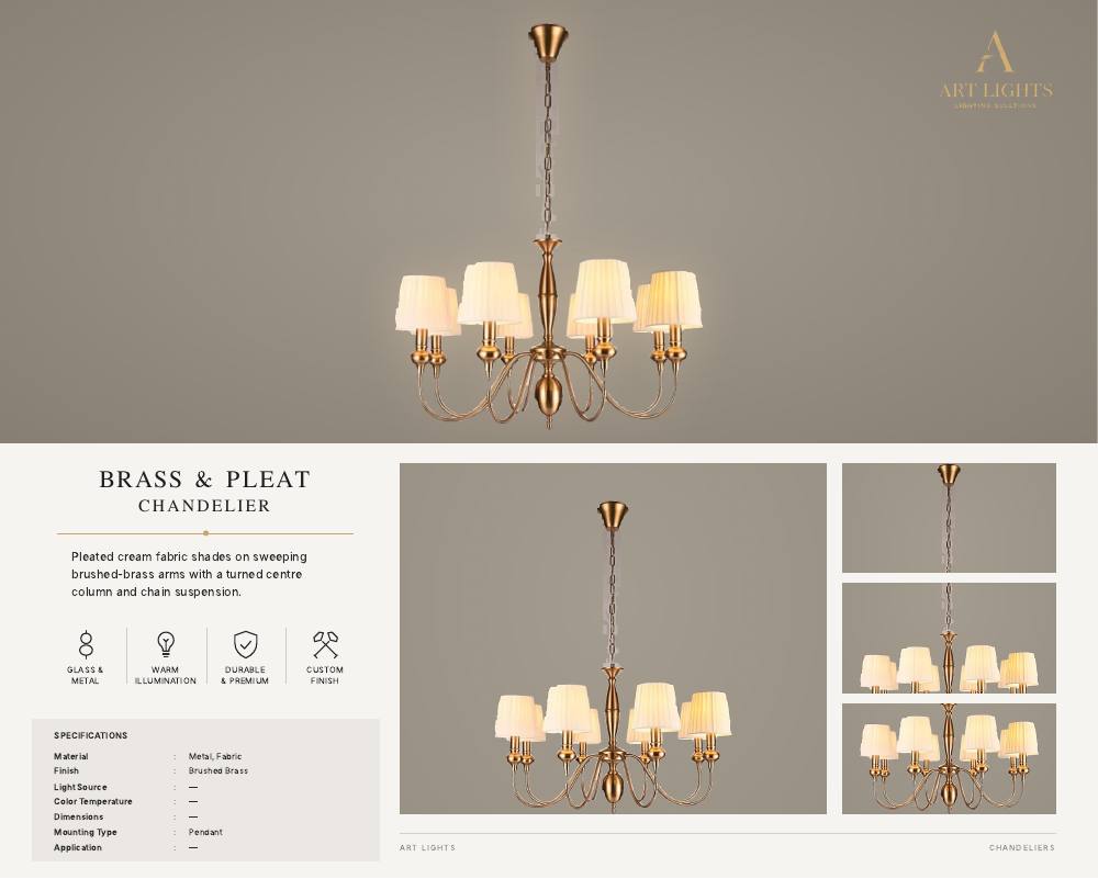 Brass & Pleat chandelier (CH-02)