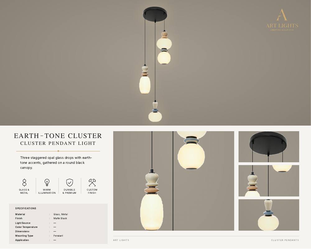Earth-Tone Cluster cluster pendant light (CL-01)