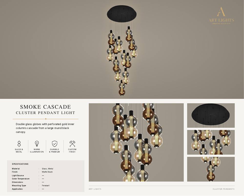 Smoke Cascade cluster pendant light (CL-09)
