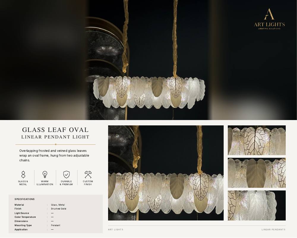 Glass Leaf Oval linear pendant light (LN-01)
