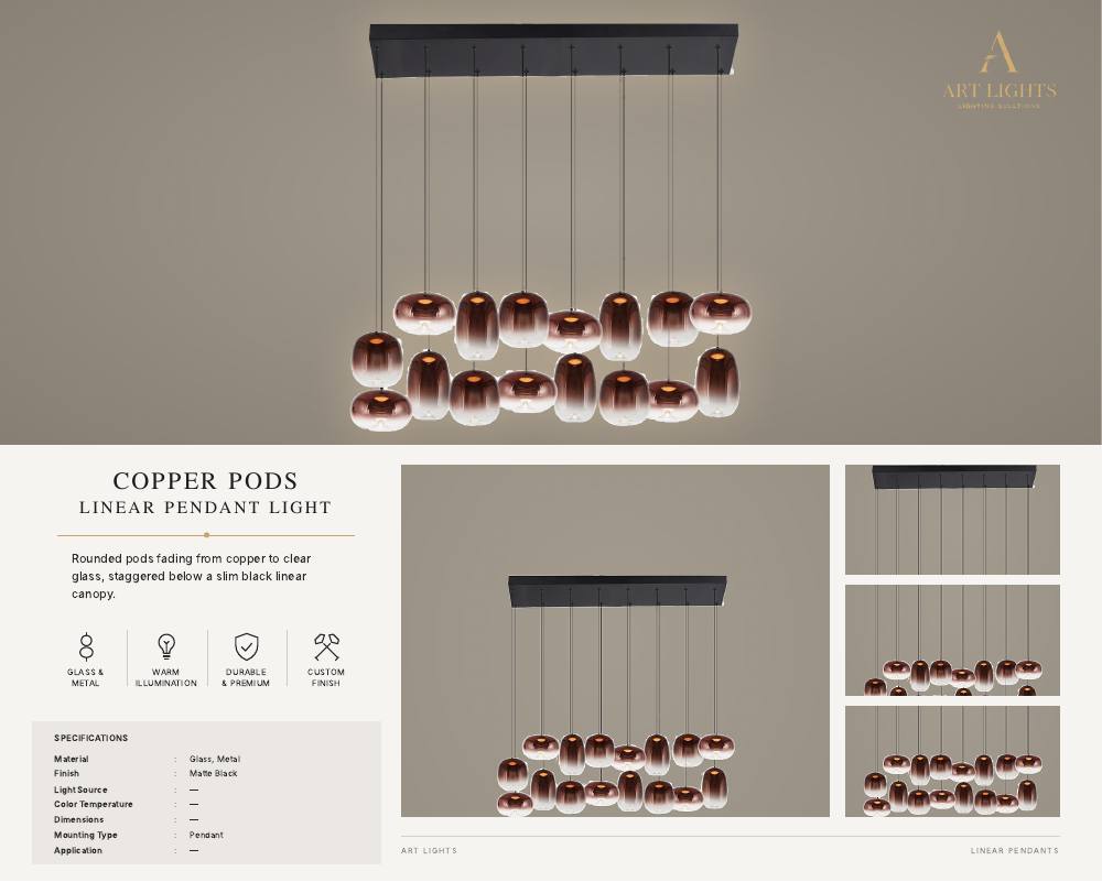 Copper Pods linear pendant light (LN-03)