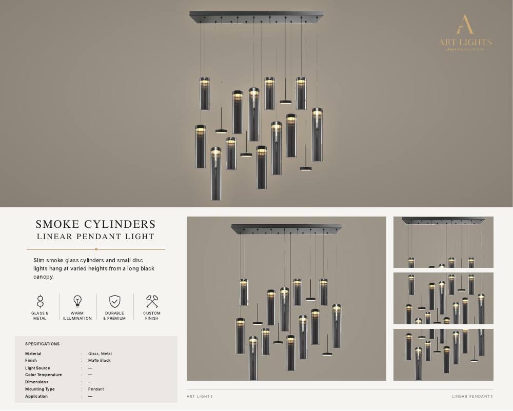 Smoke Cylinders linear pendant light (LN-07)