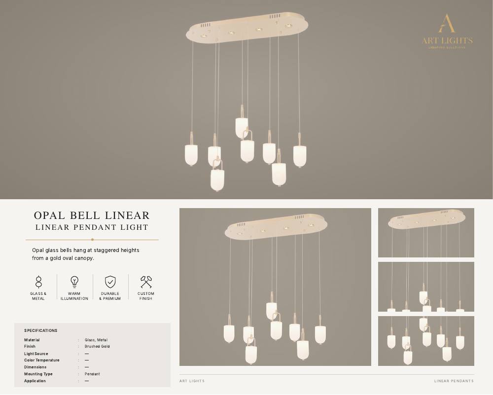 Opal Bell Linear linear pendant light (LN-08)