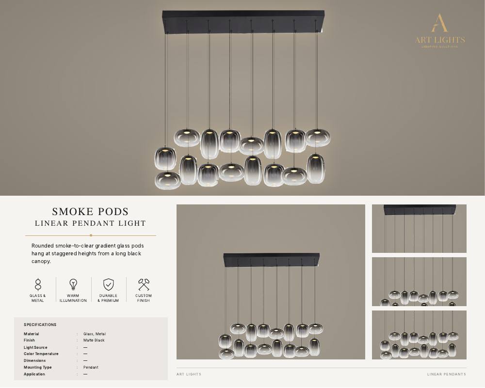 Smoke Pods linear pendant light (LN-10)