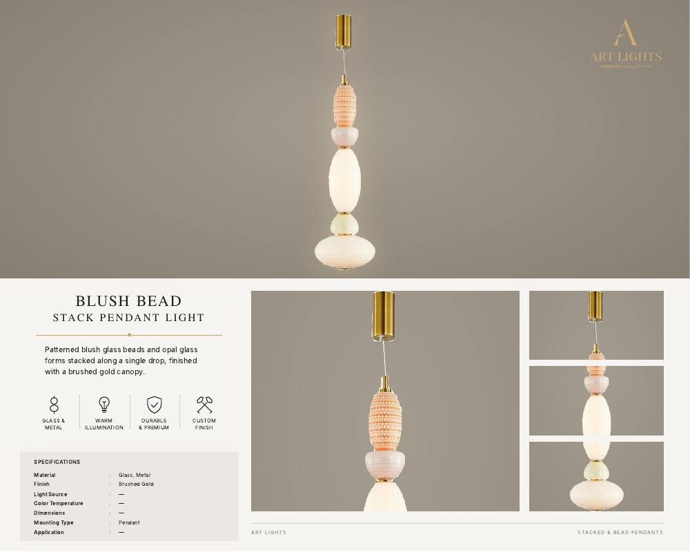 Blush Bead stacked bead pendant light (SB-02)