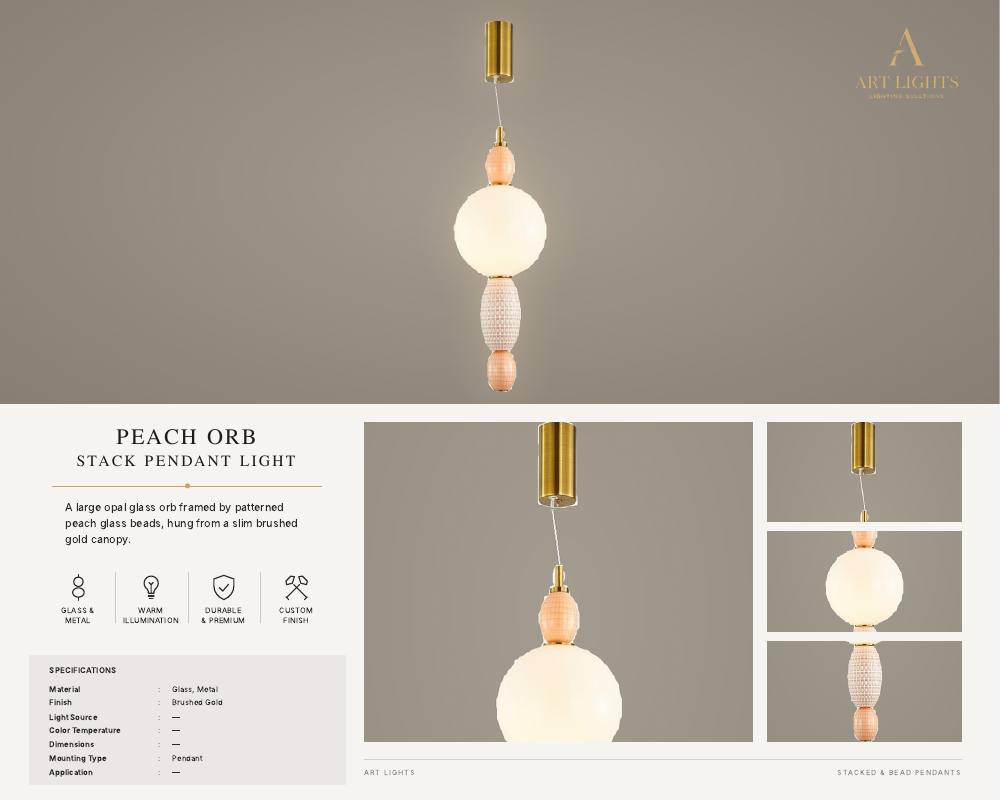 Peach Orb stacked bead pendant light (SB-03)