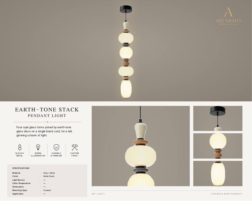 Earth-Tone Stack stacked bead pendant light (SB-05)