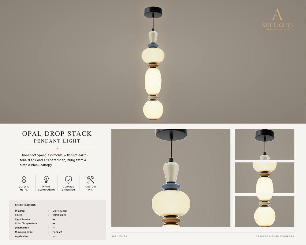 Opal Drop Stack stacked bead pendant light (SB-06)