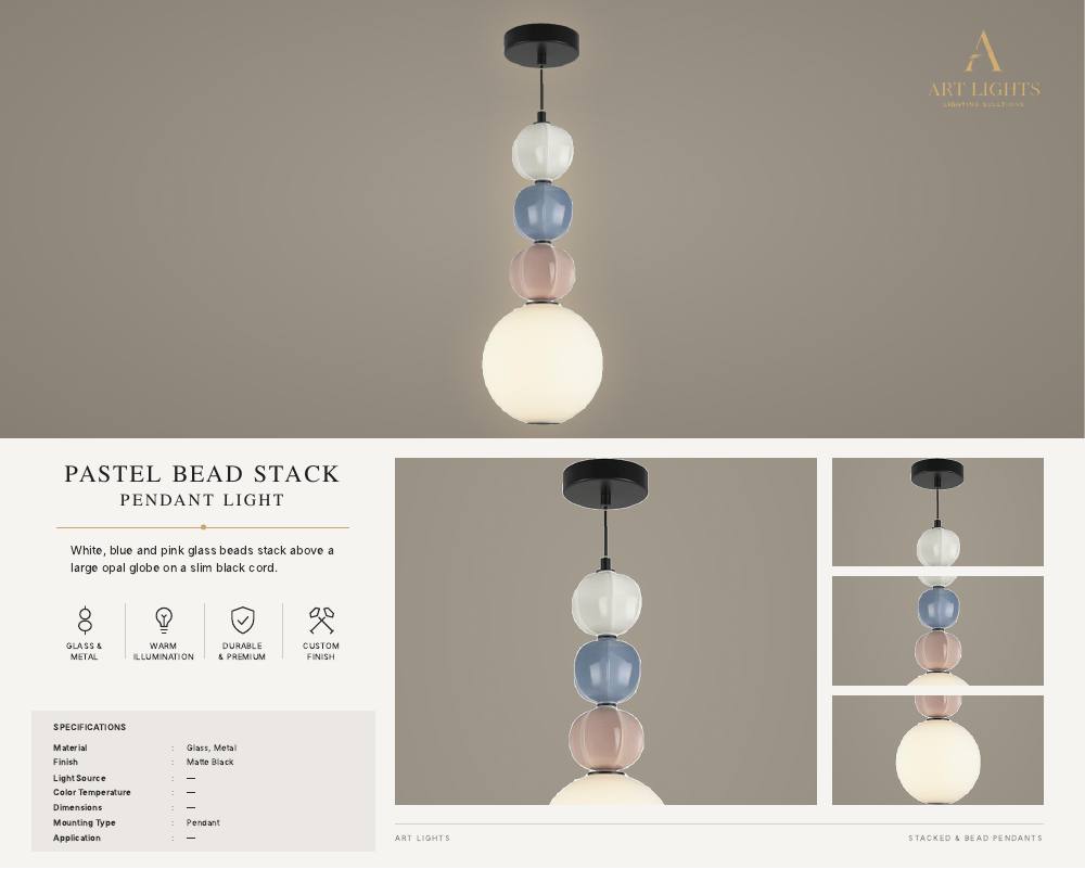 Pastel Bead Stack stacked bead pendant light (SB-07)
