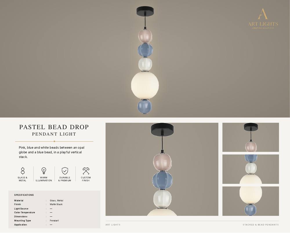 Pastel Bead Drop stacked bead pendant light (SB-08)