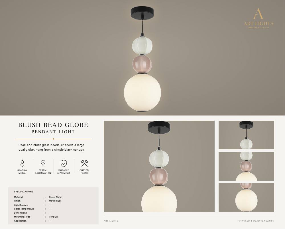 Blush Bead Globe stacked bead pendant light (SB-09)