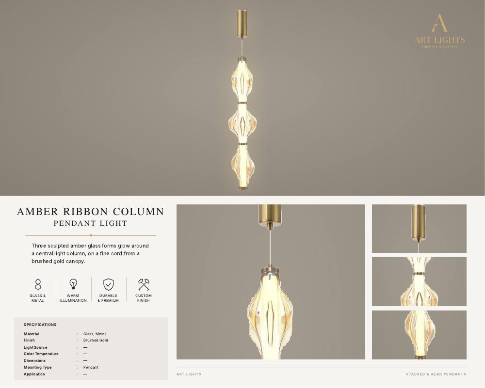Amber Ribbon Column stacked bead pendant light (SB-10)