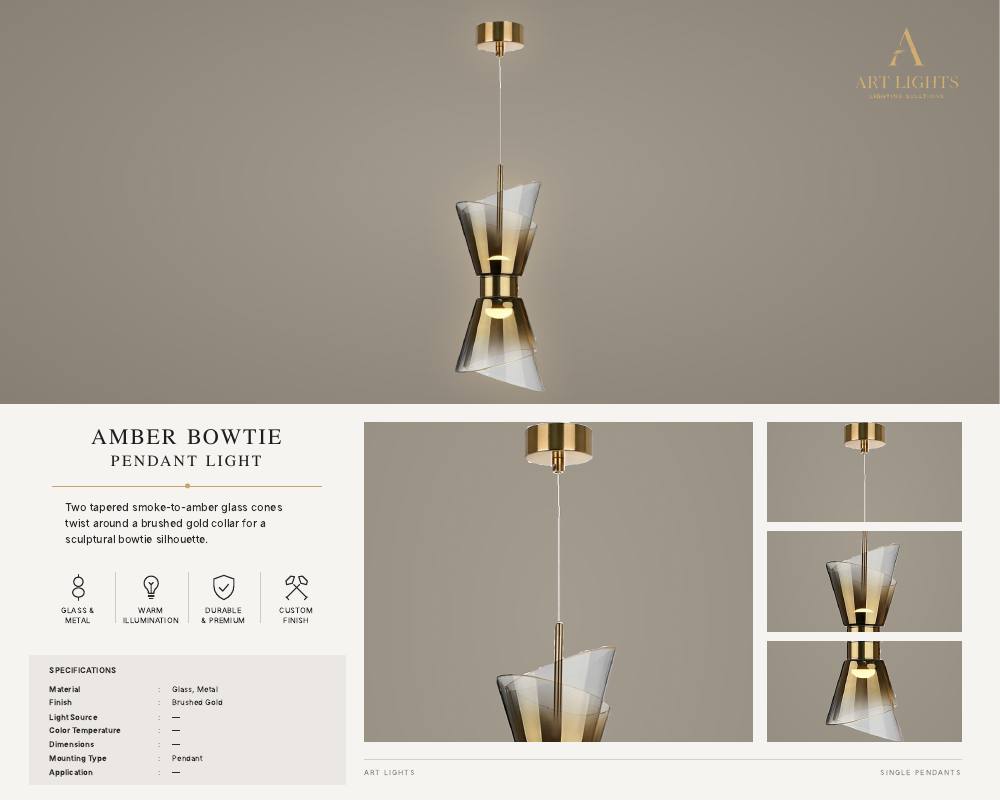 Amber Bowtie single pendant light (SP-01)