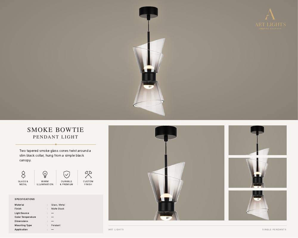 Smoke Bowtie single pendant light (SP-02)