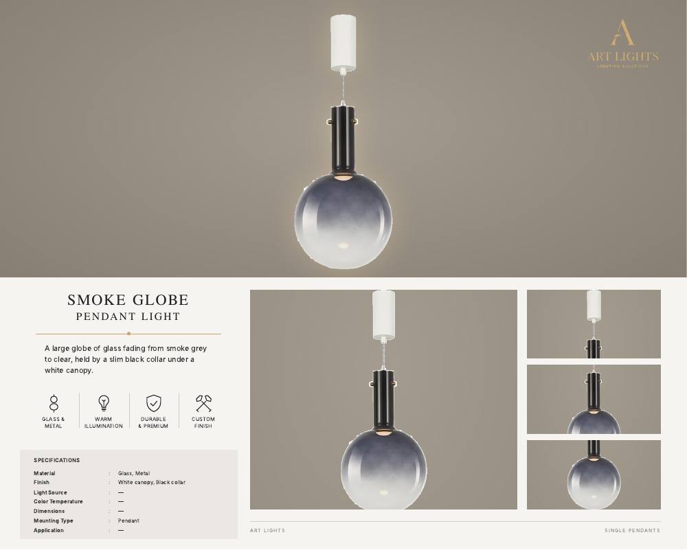 Smoke Globe single pendant light (SP-03)