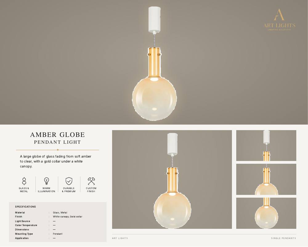 Amber Globe single pendant light (SP-04)