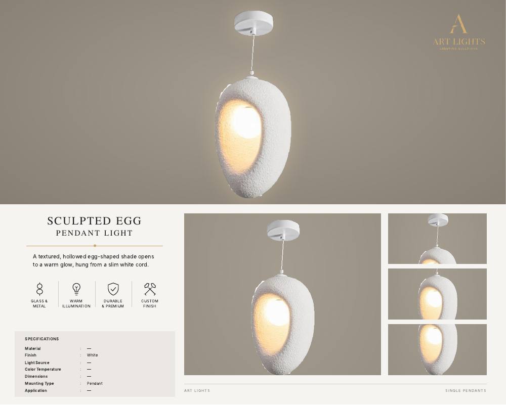 Sculpted Egg single pendant light (SP-06)