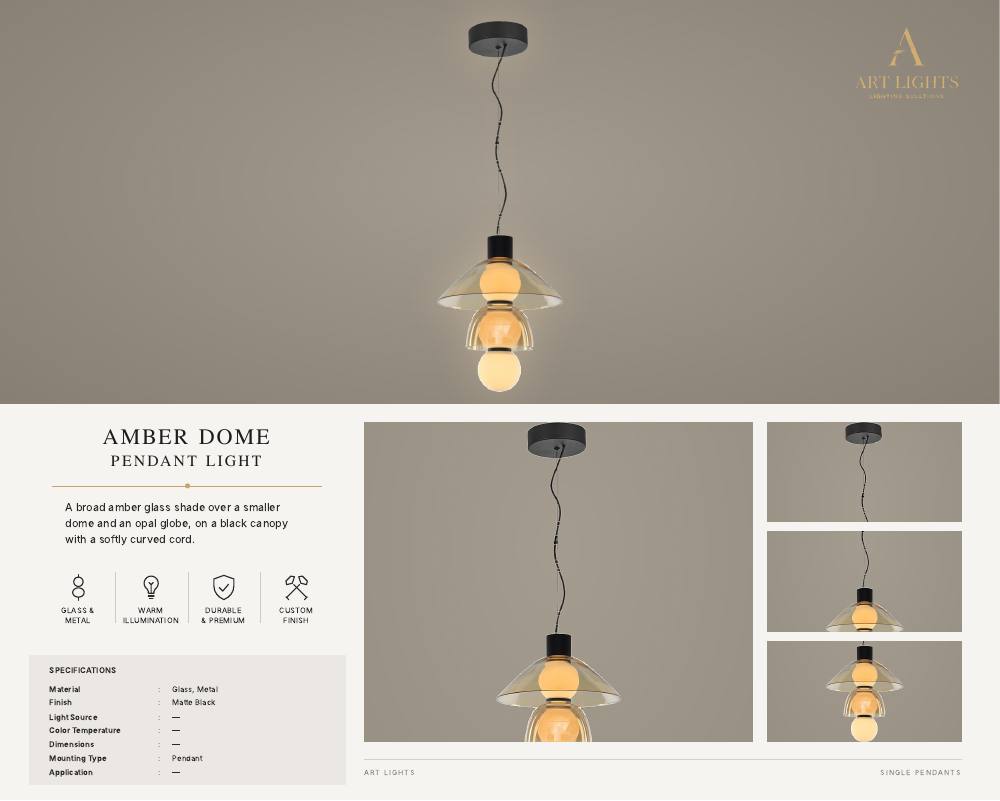 Amber Dome single pendant light (SP-09)