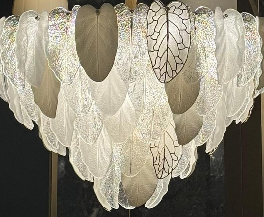 Frosted Leaf Chandelier by Art Lights