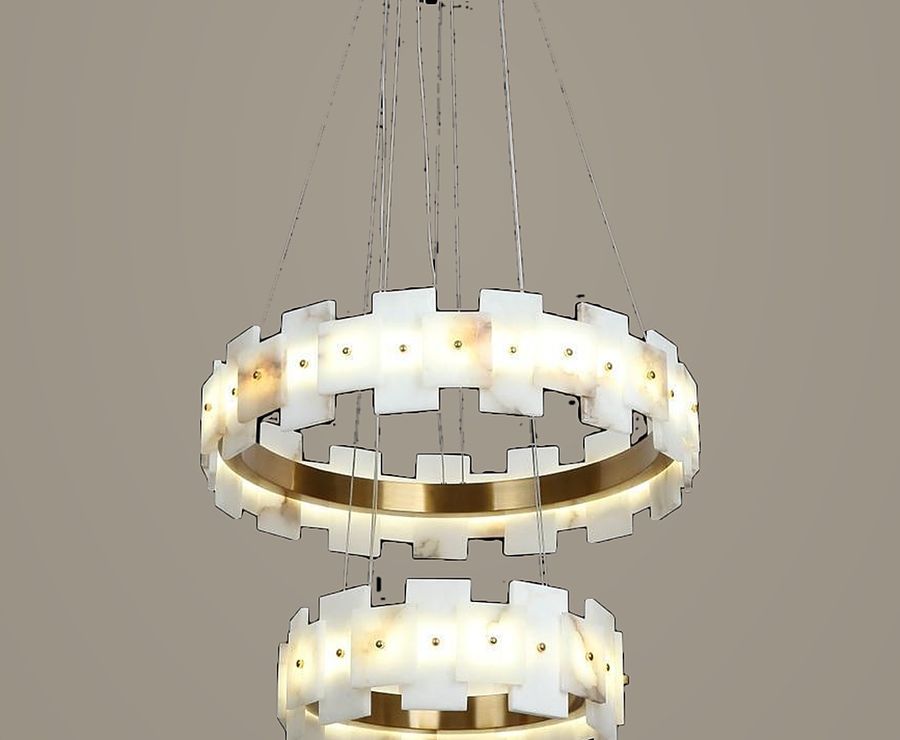 Marbled Two-Tier Chandelier by Art Lights