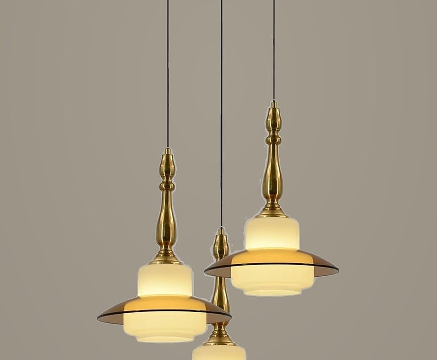 Opal & Amber Trio Cluster Pendant Light by Art Lights
