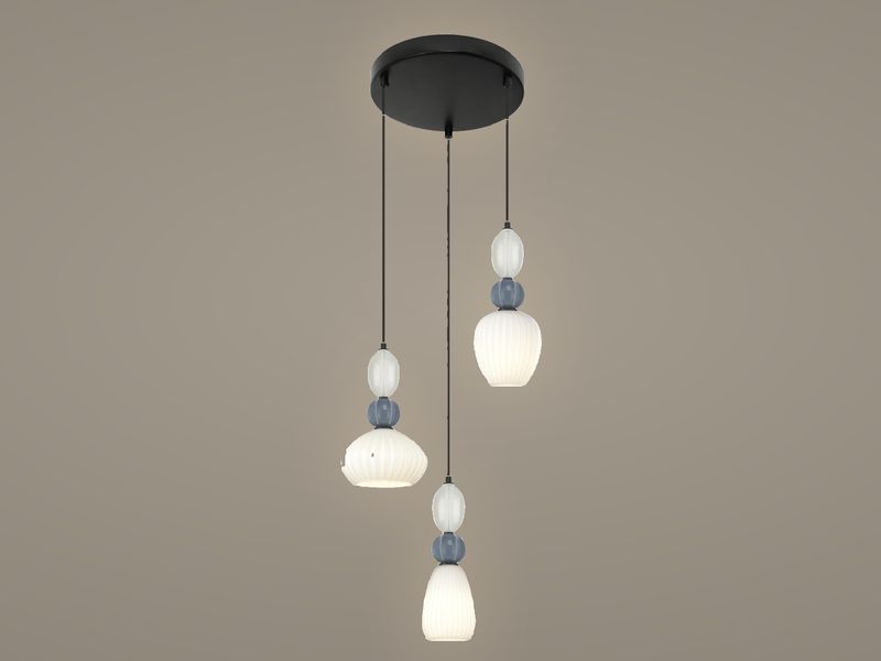 Ribbed Opal Cluster cluster pendant light by Art Lights