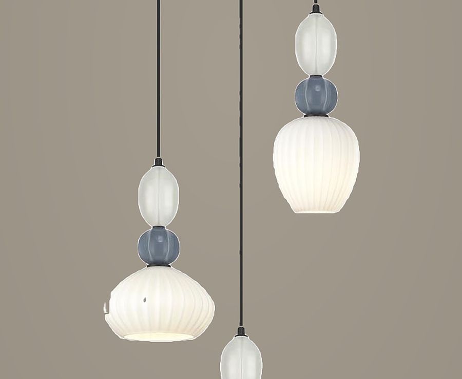 Ribbed Opal Cluster Cluster Pendant Light by Art Lights