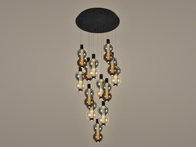 Smoke Cascade cluster pendant light by Art Lights