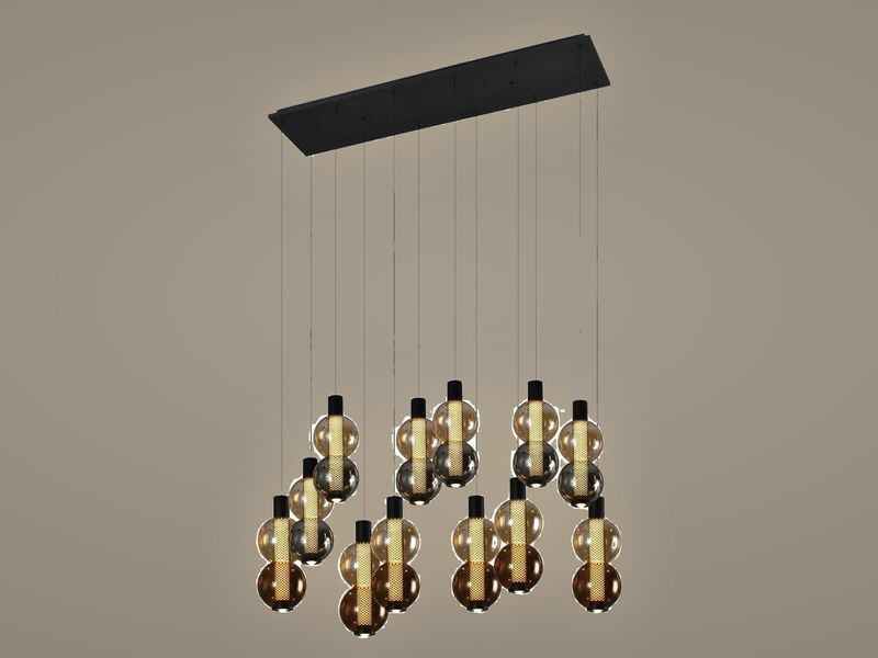 Amber Smoke Orbs linear pendant light by Art Lights