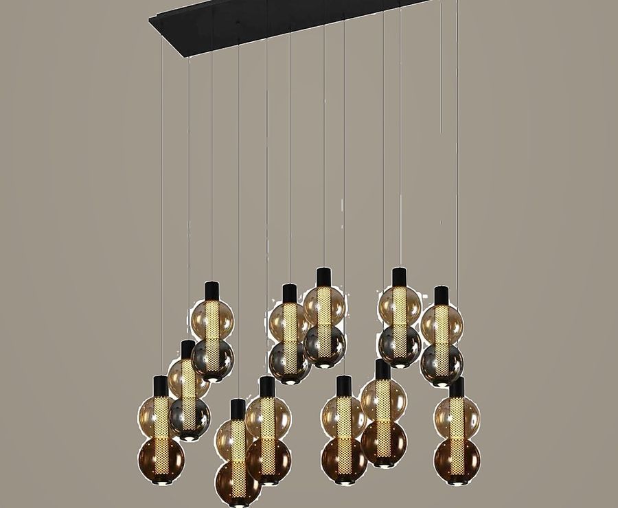 Amber Smoke Orbs Linear Pendant Light by Art Lights