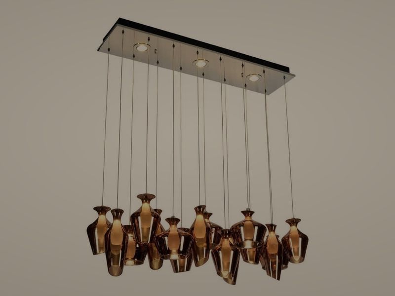 Copper Vase Cluster linear pendant light by Art Lights
