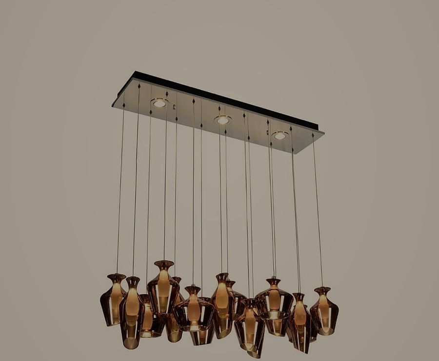 Copper Vase Cluster Linear Pendant Light by Art Lights