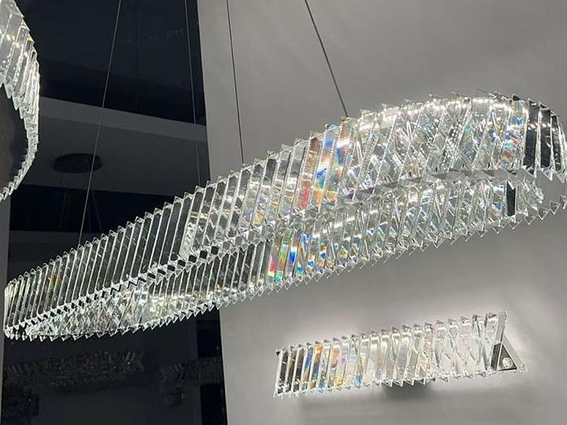Crystal Oval Ring linear pendant light by Art Lights