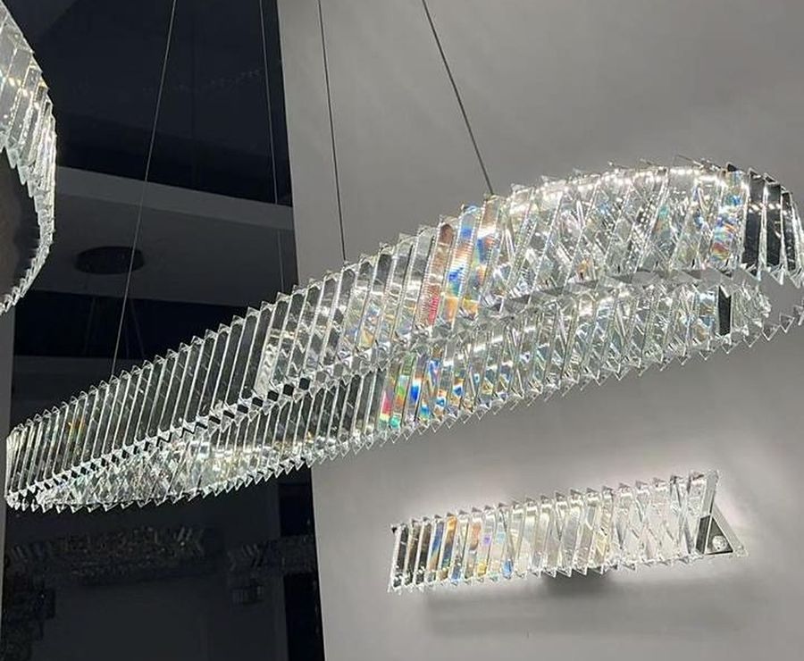 Crystal Oval Ring Linear Pendant Light by Art Lights