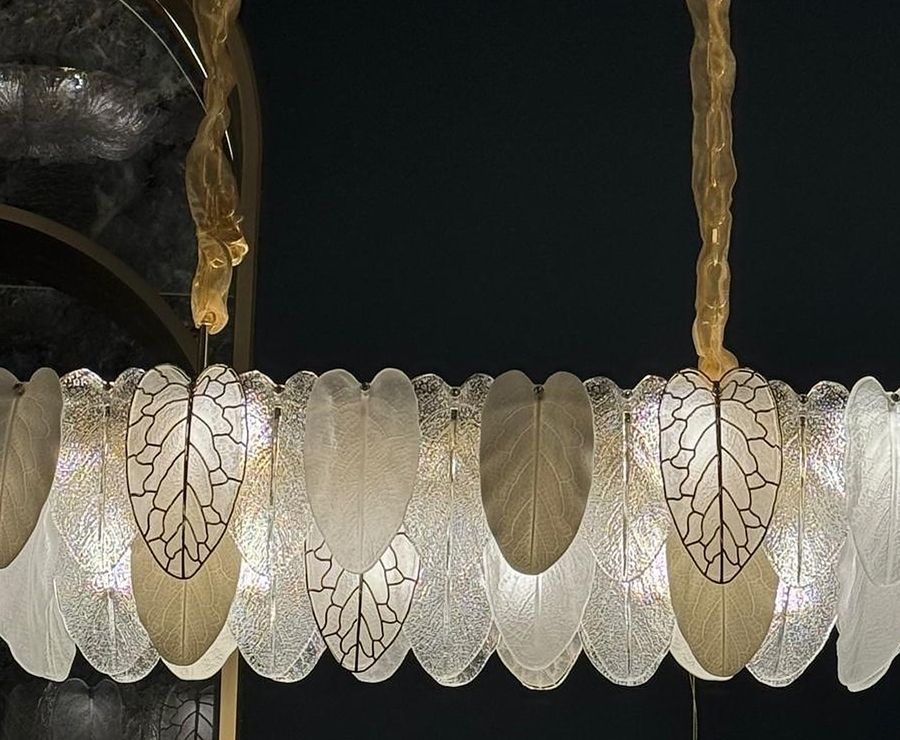Glass Leaf Oval Linear Pendant Light by Art Lights