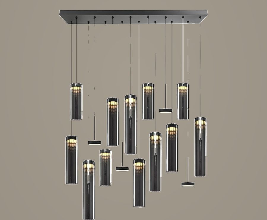 Smoke Cylinders Linear Pendant Light by Art Lights