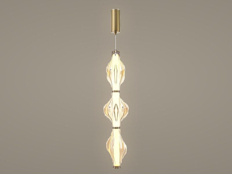 Amber Ribbon Column stacked bead pendant light by Art Lights