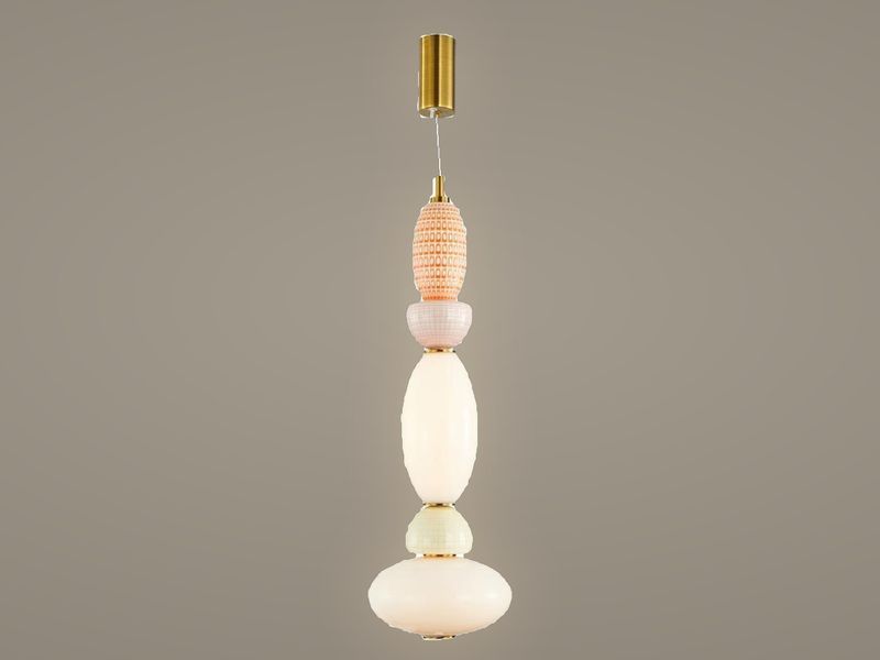 Blush Bead stacked bead pendant light by Art Lights