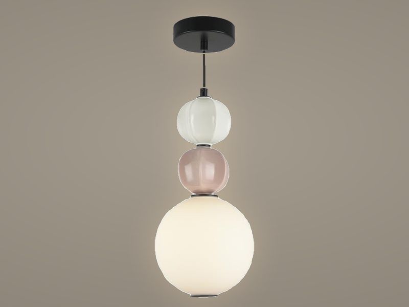 Blush Bead Globe stacked bead pendant light by Art Lights