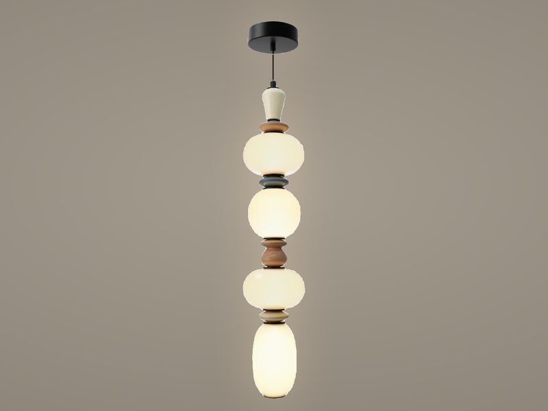 Earth-Tone Stack stacked bead pendant light by Art Lights