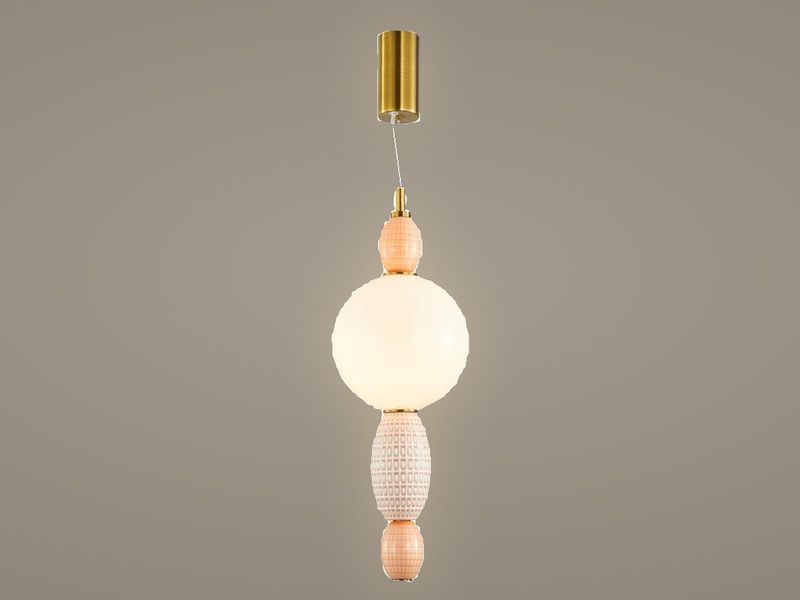 Peach Orb stacked bead pendant light by Art Lights