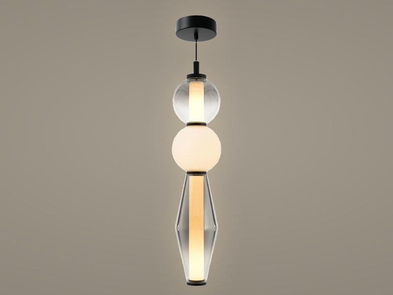 Smoke & Opal stacked bead pendant light by Art Lights