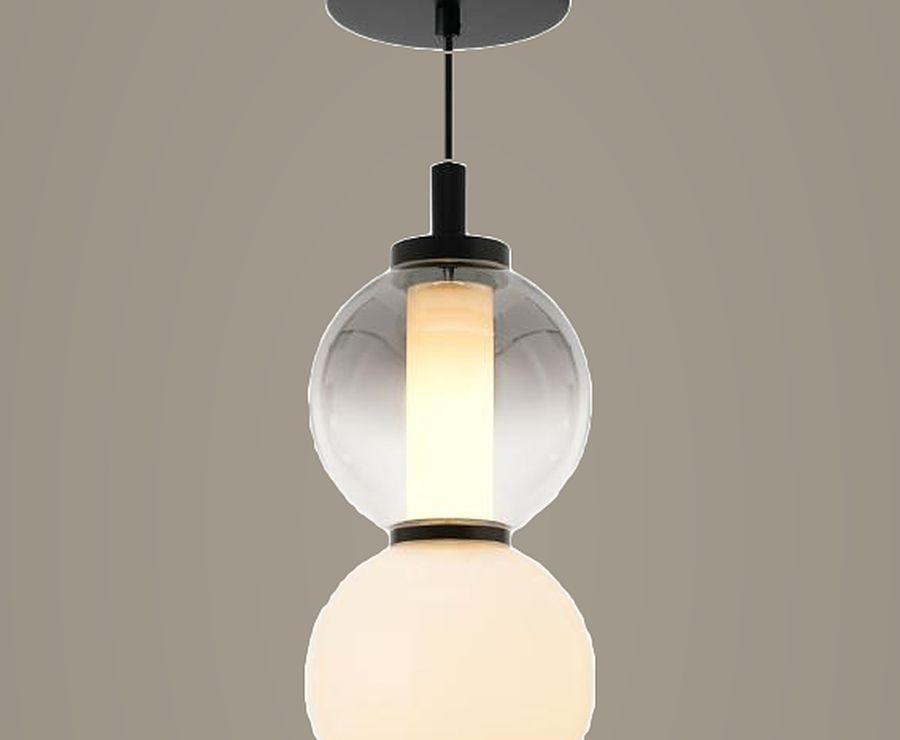 Smoke & Opal Stacked Bead Pendant Light by Art Lights